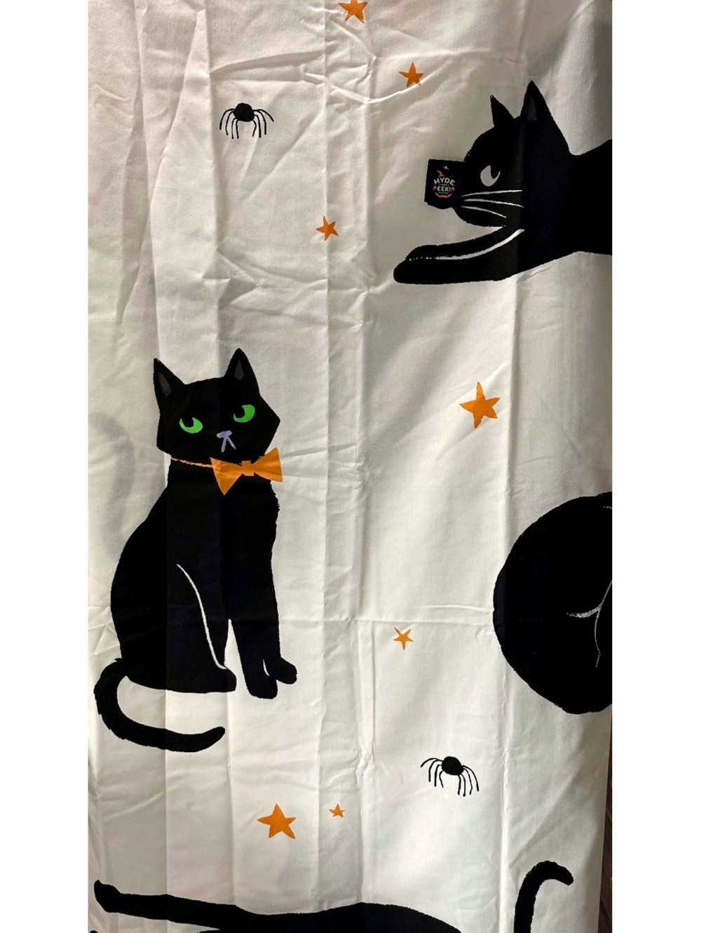 Hyde and EEK! Boutique Glow-in-the-Dark Black Cat Halloween Shower Curtain 72x72